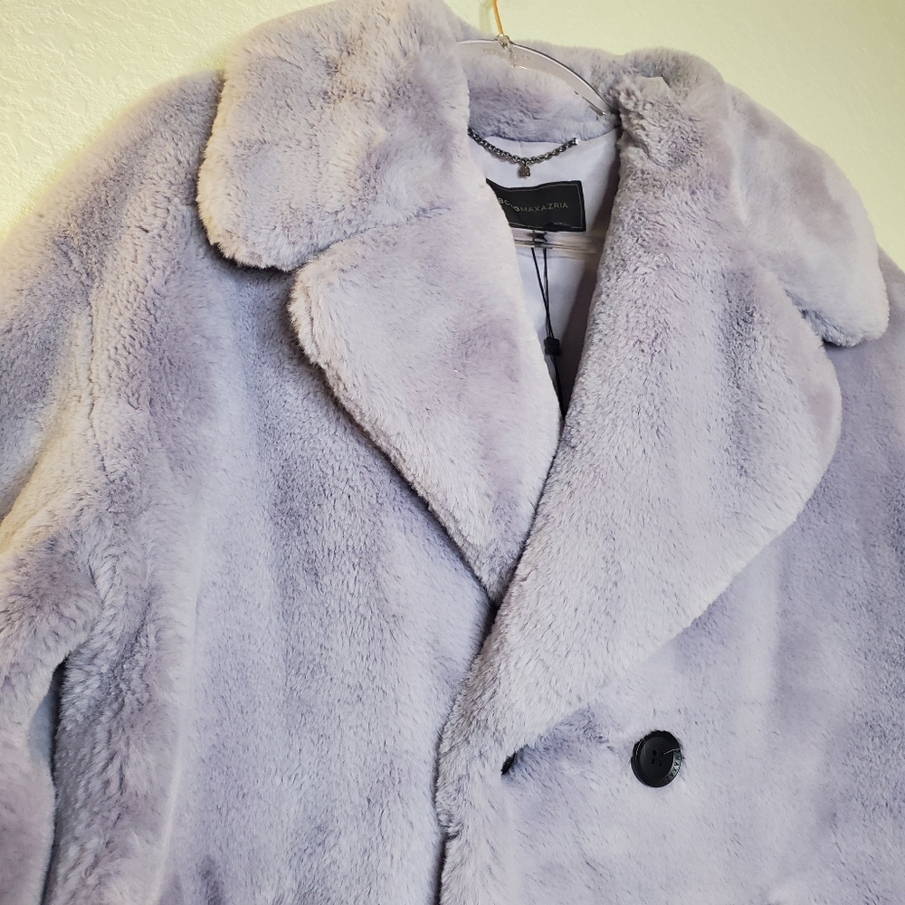 NWT BCBGMAXAZRIA | Lavender Faux Fur Coat Jacket - Picture 3 of 8